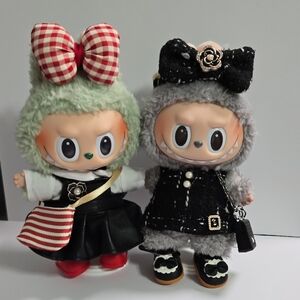 Labubu Fashion Black Outfits & Clothes - 2 complete outfits - Dolls not included